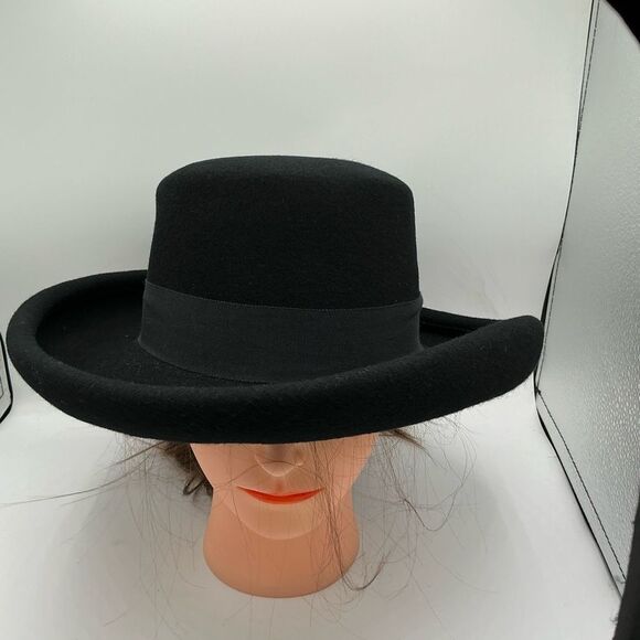 Street Smart Black Wool Hat with black ribbon trim - Picture 3 of 6